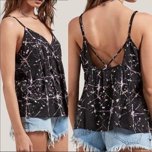 Volcom True to This black strappy backless graffiti print tank top size XS
